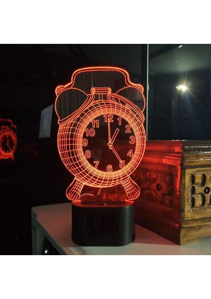Upvay 3D Illüzyonlu Rgb Işık Animasyonlu Çalar Masa Saati Gece Lambası