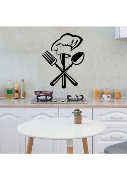 Mutfak Duvar Aksesuar Siyah Çatal Bıçak Mutfak Sticker