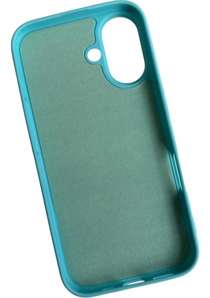 Apple iPhone 16 Uyumlu Lansman Turkuaz Içi Kadife Silikon Kılıf
