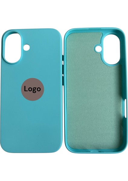 Apple iPhone 16 Uyumlu Lansman Turkuaz Içi Kadife Silikon Kılıf