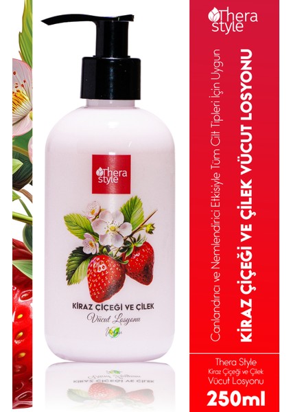 Kiraz Çiçeği & Çilek Duş Jeli 500ML El & Vücut Losyonu 250ML Vücut Spreyi 200ML |3'lü Bakım Seti