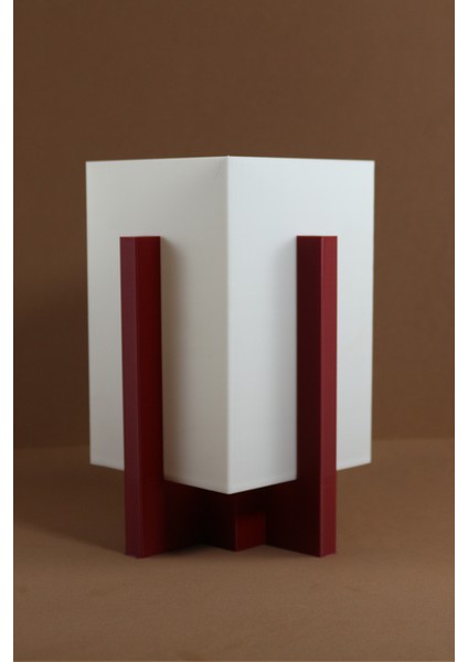 Ivory Dekoratif Abajur (13X13X20CM) - Kırmızı