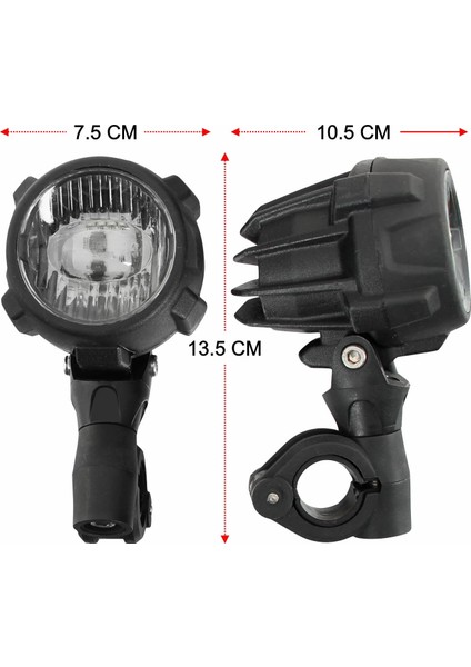 Large Universal Motosiklet Sis Farı Seti Siyah