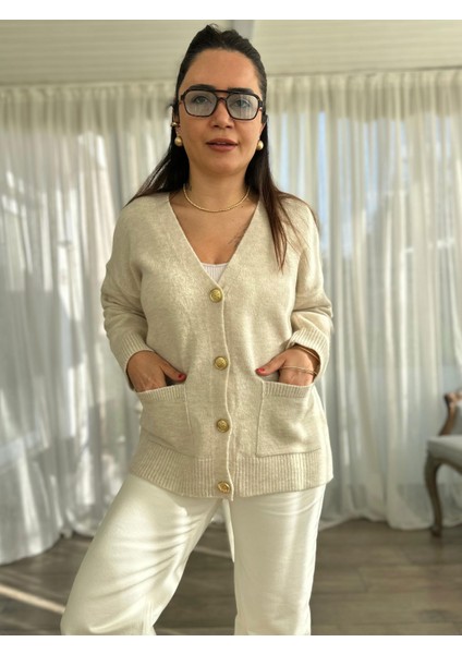 Zeng Relaxed Gold Düğme Vizon Hırka fiyatları