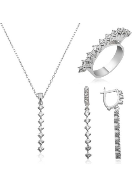 Gümüş Sıra Taşlı Bayan Set