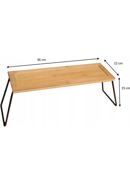 Dekoratif Bambu ve Metal Ayaklı Saklama Düzenleme Rafı Oraganizer- 36 x 12 x 15 cm , Doğal ve Siyah modelleri