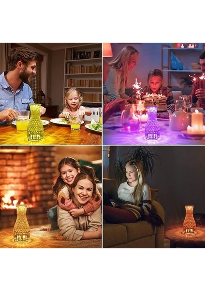 Sürahi Model USB Şarjlı Kumandalı 16 Farklı Işık Modlu Masa Üstü Kristal Ak - ISL6769-6554