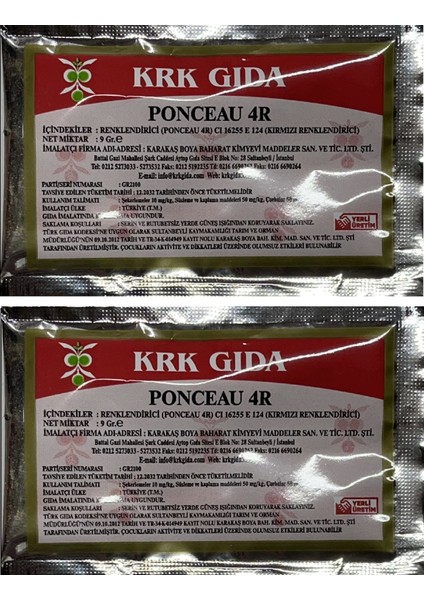 Gıda Boyası Toz Kırmızı Renklendirici 9 gr 2 Adet