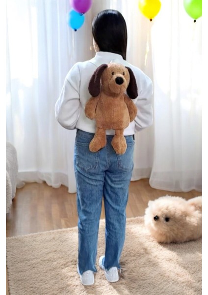 Kahverengi Köpek 50cm Oyuncak Peluş Çanta Sırt Çantası