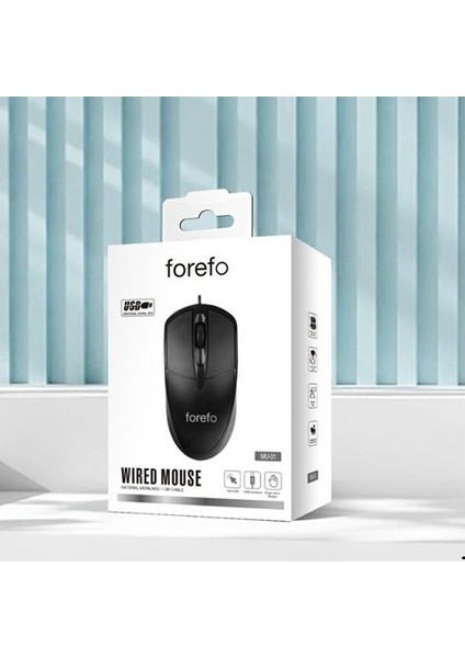 Siyah Kablolu Mouse USB Siyah 3D Optik Mouse Kablolu Modern Tasarım