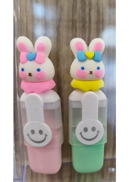 Renkli Tavşan Model Mini Fosforlu Kalem (2 Adet)
