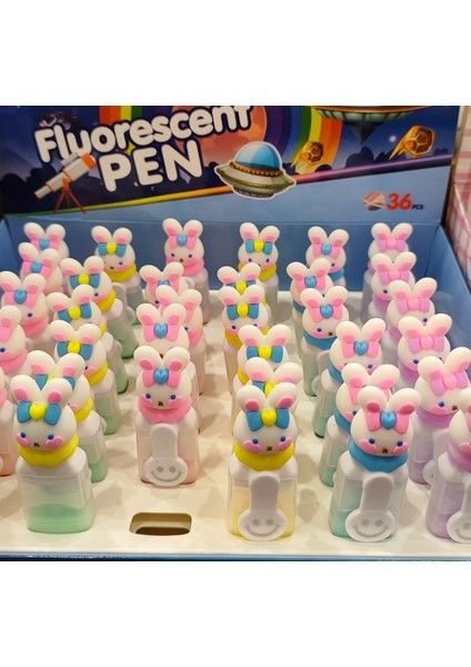 Renkli Tavşan Model Mini Fosforlu Kalem (2 Adet)