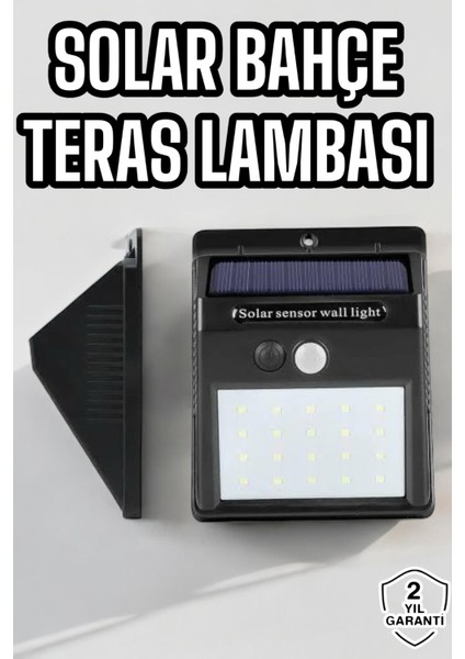 Güneş Enerjili Bahçe Lambası Solar Gece Aydınlatma Sensörlü Lamba