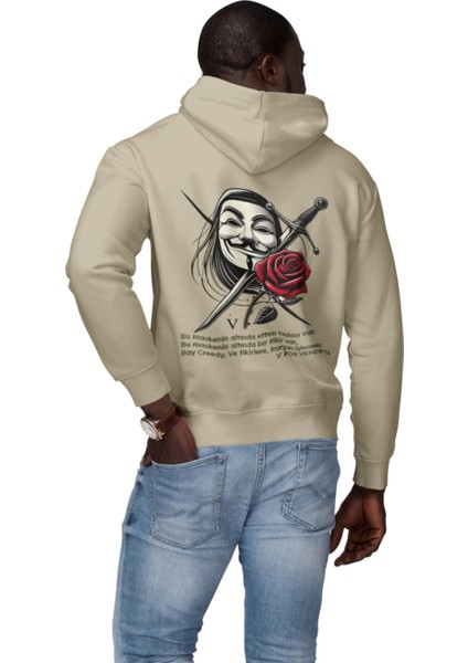 V For Vendetta Fikirlere Kurşun Işlemez Baskılı Kapüşonlu Sweatshirt