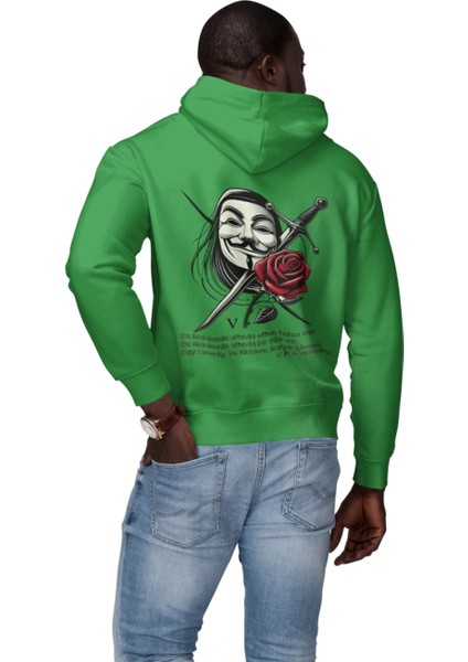 V For Vendetta Fikirlere Kurşun Işlemez Baskılı Kapüşonlu Sweatshirt