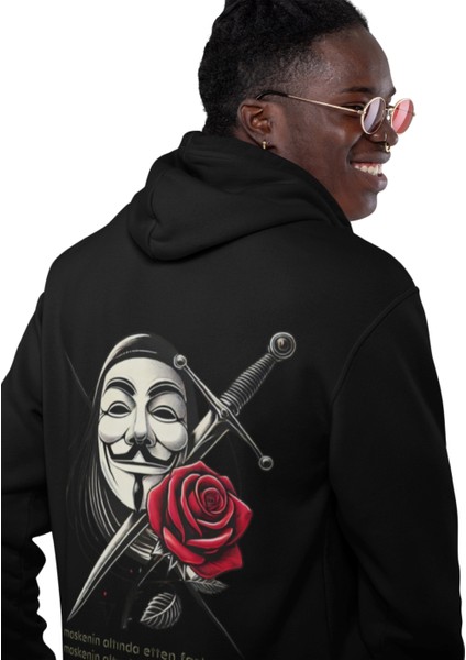 V For Vendetta Fikirlere Kurşun Işlemez Baskılı Kapüşonlu Sweatshirt fiyatları