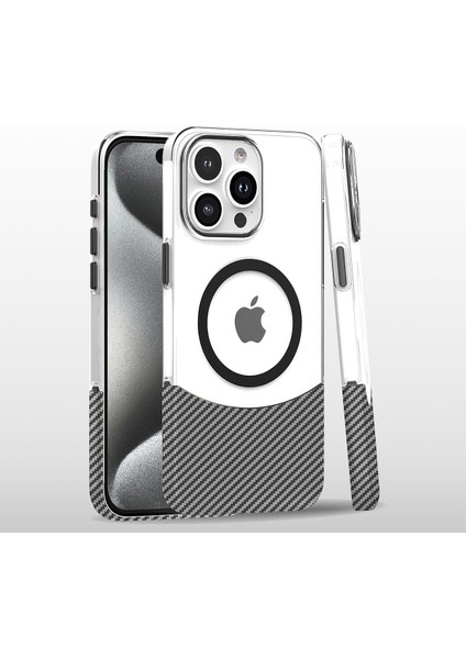iPhone 16 Pro Max Carbon Puzzle Magsafe Kapak - Beyaz 10
