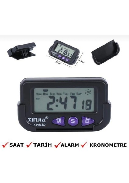 Yapışkanlı ve Masaüstü Stantlı Alarmlı Kronometreli Mini Dijital Saat