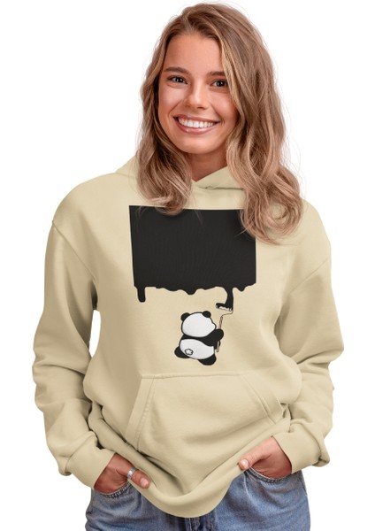 Boyacı Panda Ön Baskılı Sweatshirt Kadın