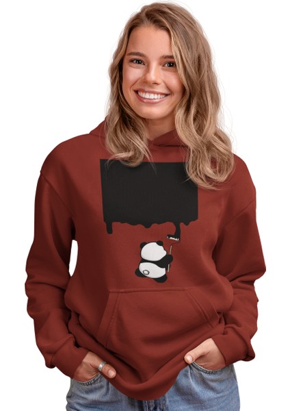 Boyacı Panda Ön Baskılı Sweatshirt Kadın