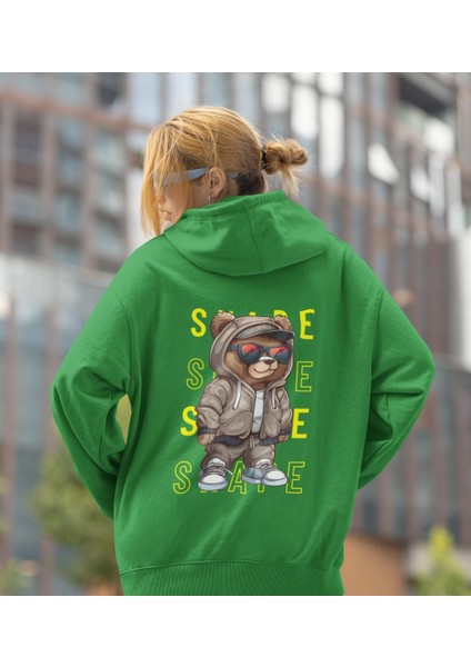 Shape(Şekil) Ön ve Arka Ayıcık Kadın Baskılı Sweatshirt