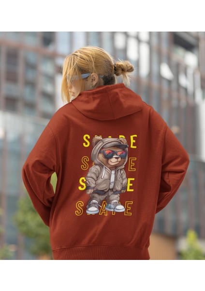 Shape(Şekil) Ön ve Arka Ayıcık Kadın Baskılı Sweatshirt
