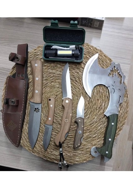1 Adet Orıjınal 4116 Paslanmaz Alman Çelıgı Babaogul 1 Adet Dev Çakı 1 Adet Cep Çakısı 1 Adet Kamp Baltası ve 1 Adet Watton Marka Sarjlı El Fenerı Efsane Bır Lot