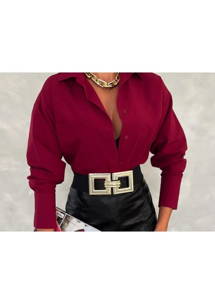Oversize Model Düğmeli ve Tek Cepli Gömlek
