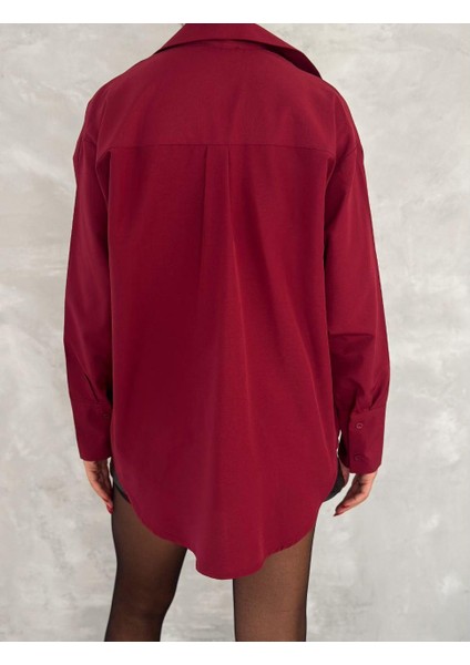 Oversize Model Düğmeli ve Tek Cepli Gömlek
