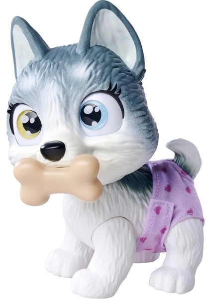 105950135, Petz Husky, Evcil Hayvan Eğlencesi, Özel Fonksiyonlu, Içme ve Altını Islatma, 3 Adet Sürpriz ile Birlikte, 15 cm
