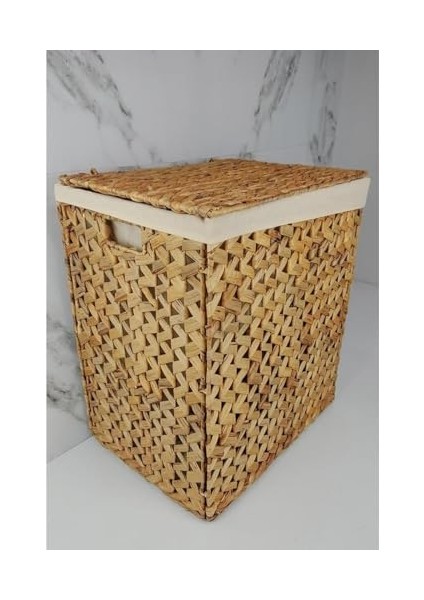 El Yapımı Doğal Hasır Katlanabilir Kirli Çamaşır Sepeti, Modern Balıksırtı Desenli Çamaşır Sepeti, Katlananır Yer Kaplamayan Rattan Kirli Çamaşır Sepeti (44X34CMYÜKSEKLIK 54CM) fiyatları