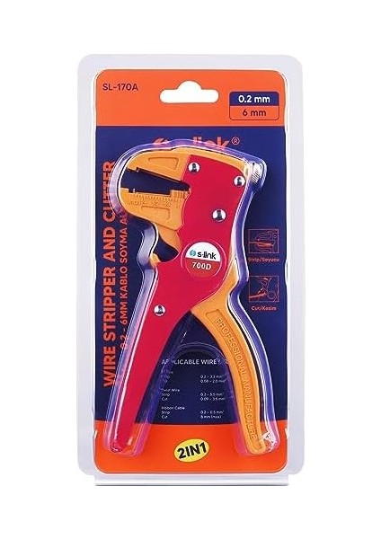 S-Link SL-170A 0.2-6mm Kablo Ayarlanabilir Vidalı Şelik Polimer Kablo Soyma Aleti (Kolay Pratik Hasarsız Kablo Soyma Aleti)