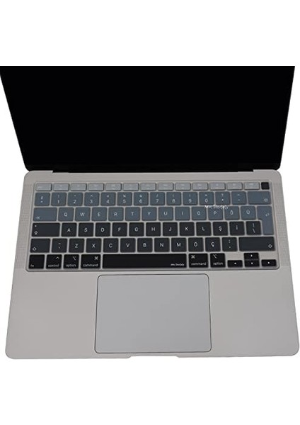 Macbook Air M1 13INÇ Klavye Koruyucu Türkçe Q Ombre A2179 A2337 ile Uyumlu Siyah Gri