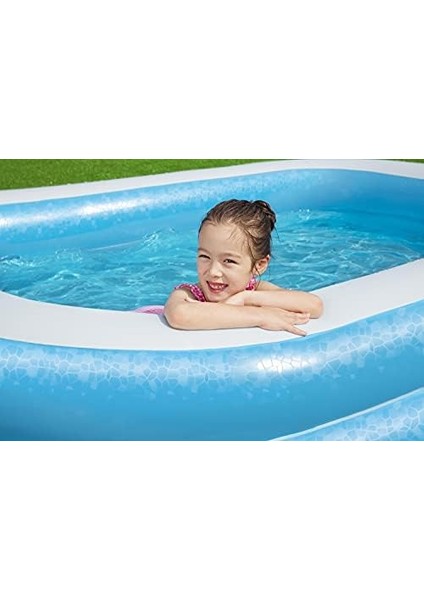 Aile ve Çocuklar Için Uygun Şişme Dikdörtgen Yüzme Havuzu, Mavi, 2.62 M x 1.75 M x 51 Cm, 778 L
