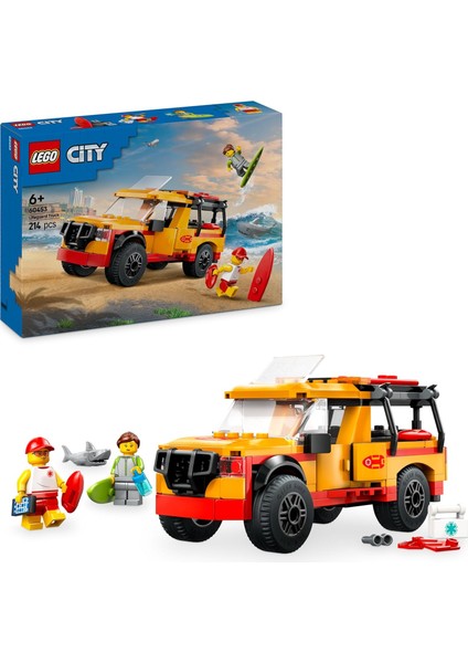 City Cankurtaran Kamyoneti 60453-6 Yaş ve Üzeri Çocuklar Için 2 Minifigür ve Köpek Balığı Figürü Içeren Yaratıcı Oyuncak Yapım Seti, Doğum Günü Hediyesi (214 Parça)