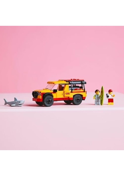 City Cankurtaran Kamyoneti 60453-6 Yaş ve Üzeri Çocuklar Için 2 Minifigür ve Köpek Balığı Figürü Içeren Yaratıcı Oyuncak Yapım Seti, Doğum Günü Hediyesi (214 Parça)