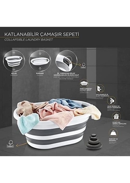 Katlanabilir Çamaşır Sepeti Gri Mega Boy 35 Lt Silikon Akordiyon Sepet, Katlanabilir Çamaşır Sepeti Gri Mega Boy 35 Lt Silikon Akordiyon Sepet fiyatları