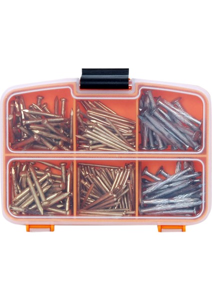 All Essential Fasteners 260 Adet Beton Çivisi Seti - 3 Çeşit Girer Çıkmaz Beton, Duvar, Parke Çivisi Seti