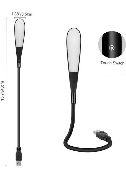 3 Mod Seviyeli Dokunmatik USB LED Masa Çalışma Kitap Okuma Lambası Pc Gece Lambası Beyaz 14 LED