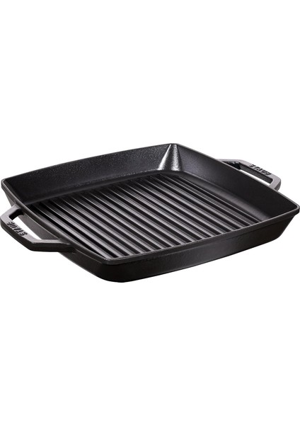 Grill Pans Çift Kulplu Döküm Izgara Tava, Siyah