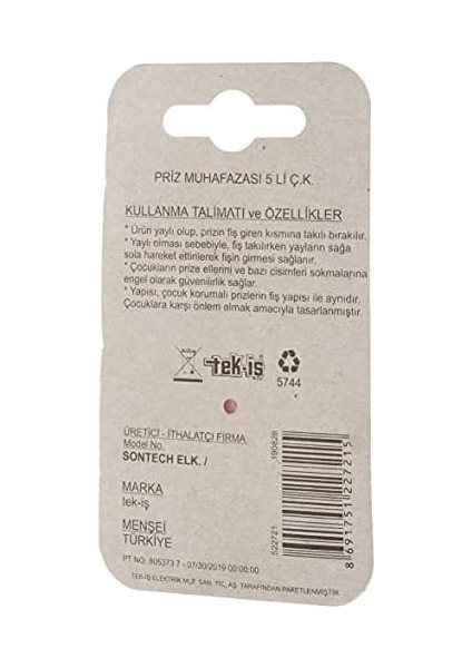 Priz Muhafazası 5 Li Çocuk Korumalı