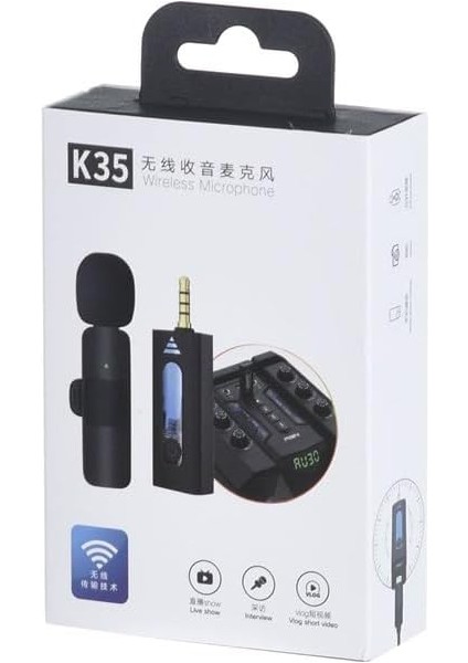 K35 Wireless Microphone Kablosuz Yaka Mikrofonu 360° Çok Yönlü Gürültü Azaltma Type-C Android Akıllı Telefon ile Uyumlu Youtube Için Tablet Facebook Canlı Akış Video Kaydı Vlog Röportaj Uyumlu