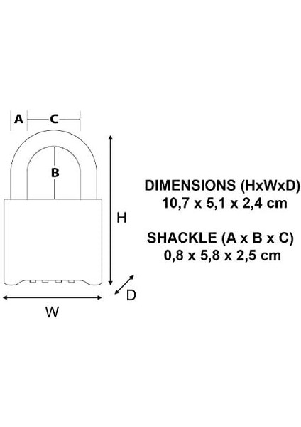Lock 175EURDLH Sertifikalı Şifreli Kilit, Katı Kasa ve Uzun Kilitli, Altın, 10,7 x 5,1 x 2,4 cm
