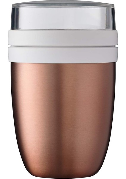 Elips Gül Altın Beslenme Kabı, 500 ml Pratik Termal Yemek Kabı, Yoğurt Bardağı, To Go Bardak - Yemekleri Uzun Süre Sıcak Veya Serin Tutar, Polipropilen, 500 + 200 ml