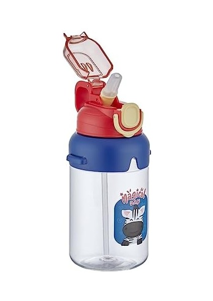 Boyun Askılı Kalın Pipetli Kilitli Kapak 650 ml Okul Su Matarası 3 Renk