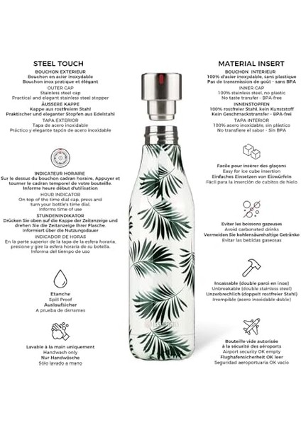 Artistes Paris A-6522 Bottle Up Içecek Şişesi, Paslanmaz Çelik, 500 Mililitre, Blanc Et Vert