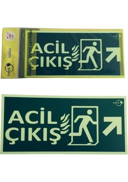 Lr-Fru Fotolümen Fosforlu Yön Levhası - Sağ Yukarı Yön Ok Sembollü - Acil Çıkış Yazılıdır