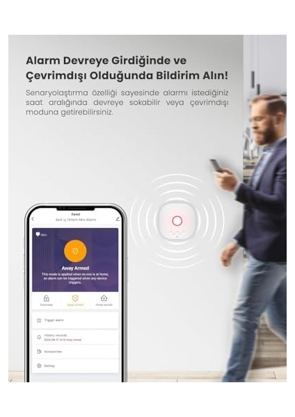 Akıllı Pratik Alarm Seti; Akıllı Alarm, 3x Akıllı Kapı Pencere ve 1x Akıllı Hareket Sensörü, Kumanda, Yüksek Sesli, 2 Yıl Güvenceli, Uzaktan Kontrol