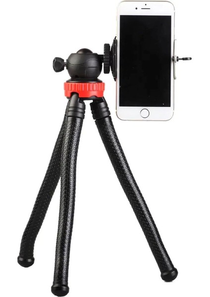 Esnek Youtuber Yayıncılar ve Sosya Medya Için Ideal 30CM Ahtapot 360 Derece Taşınabilir Ayakları Bükülebilir Selfie Telefon Tutuculu 3 Ayaklı Kampda Tatilde Gezilerde Tripod Çok Hafif 320GR