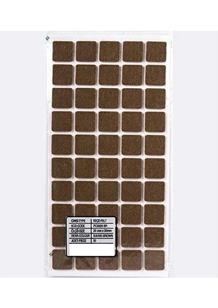 Yapışkanlı Keçe 20 * 20MM 50 Adet